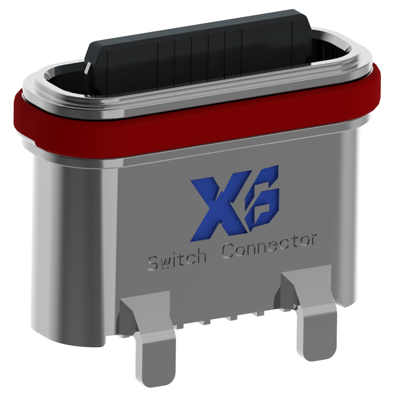 XB-ATCF-16-014 TYPE C 16P 防水母座立式贴板 L=6.8mm(U型粉末金外壳)